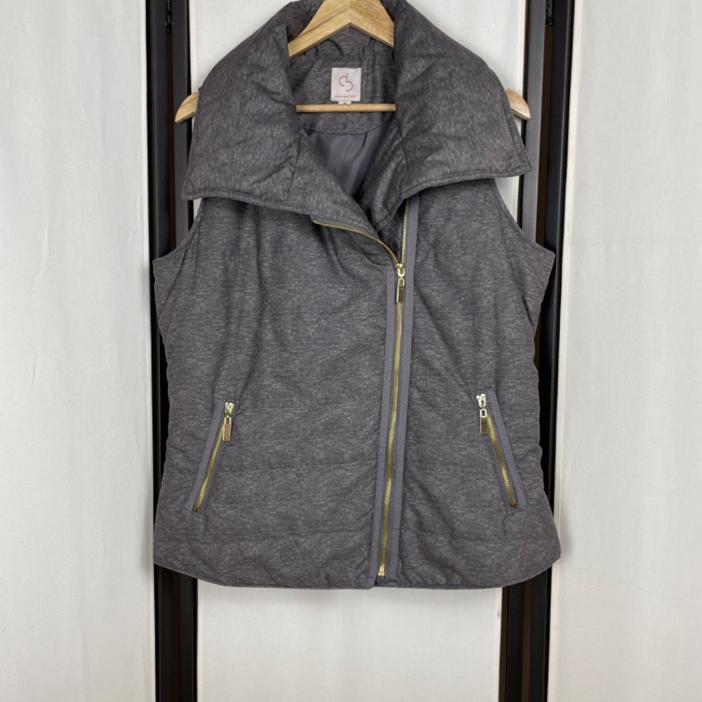 CB Established 1962 Gray Moto Fitted Puffer Vest Size M - Picture 8 of 12